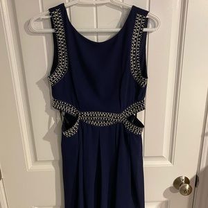 Navy Dress with Silver Beading